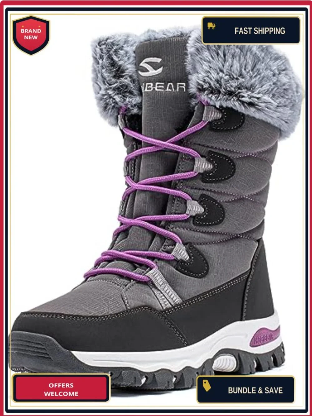 Waterproof Faux Fur Lined Mid-Calf Winter Snow Boots